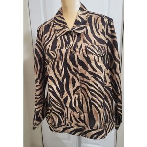 Plus size tiger print 100% linen jacket shacket Carole Little